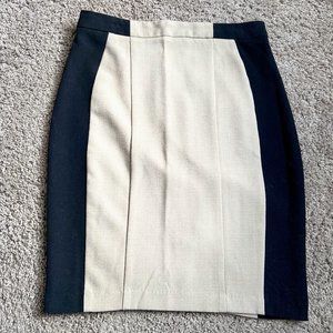 Color Block Black and Tan Pencil Skirt with Zipper